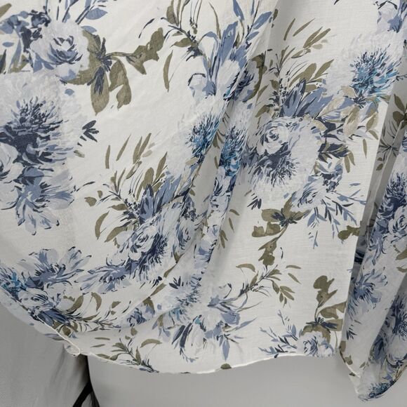 Unbranded Floral Lightweight Blue Kimono Shawl Top OSFM Boho - Picture 8 of 12